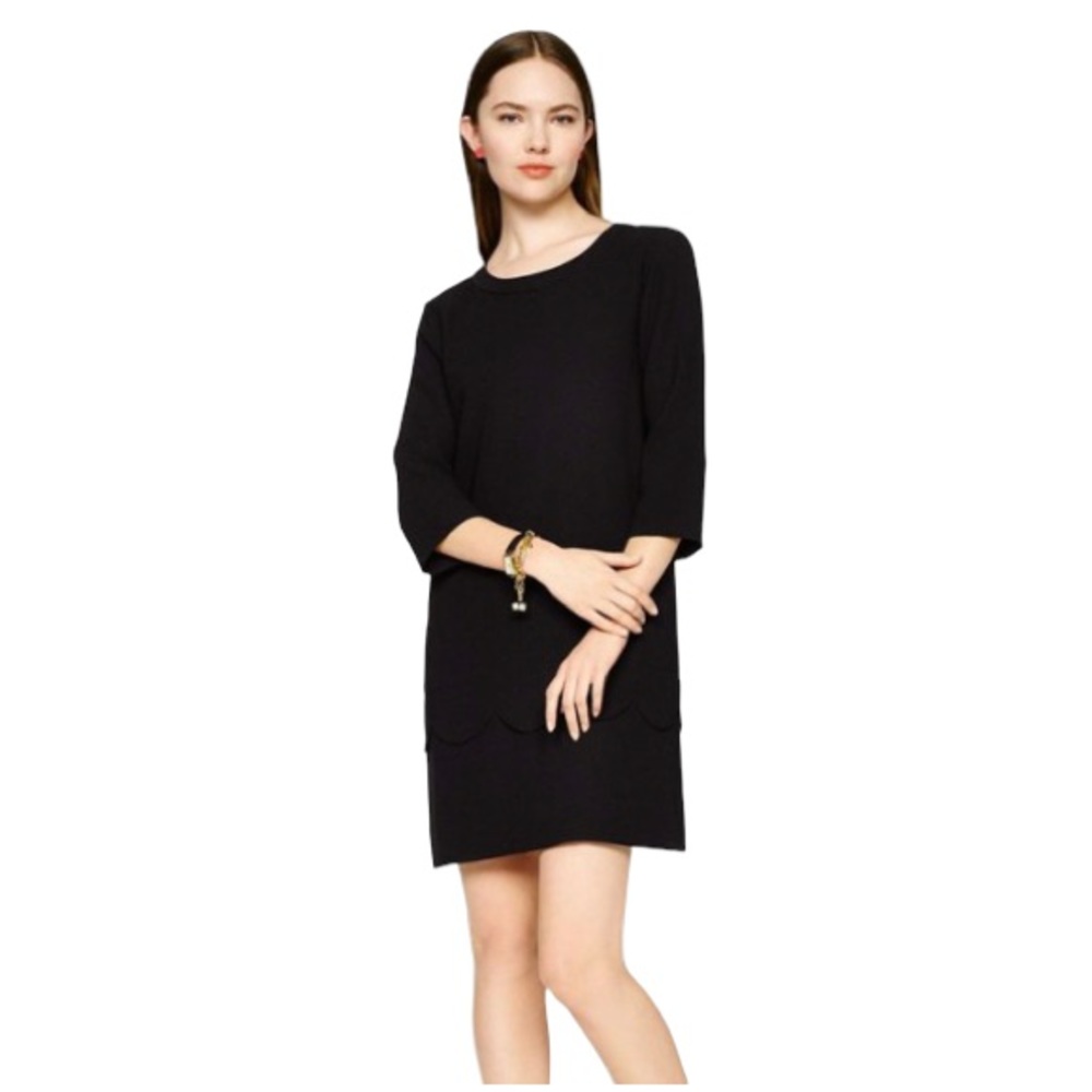 Kate Spade Black Fancy Meeting You Dress Scalloped Detail Women’s Size 2 NWOT